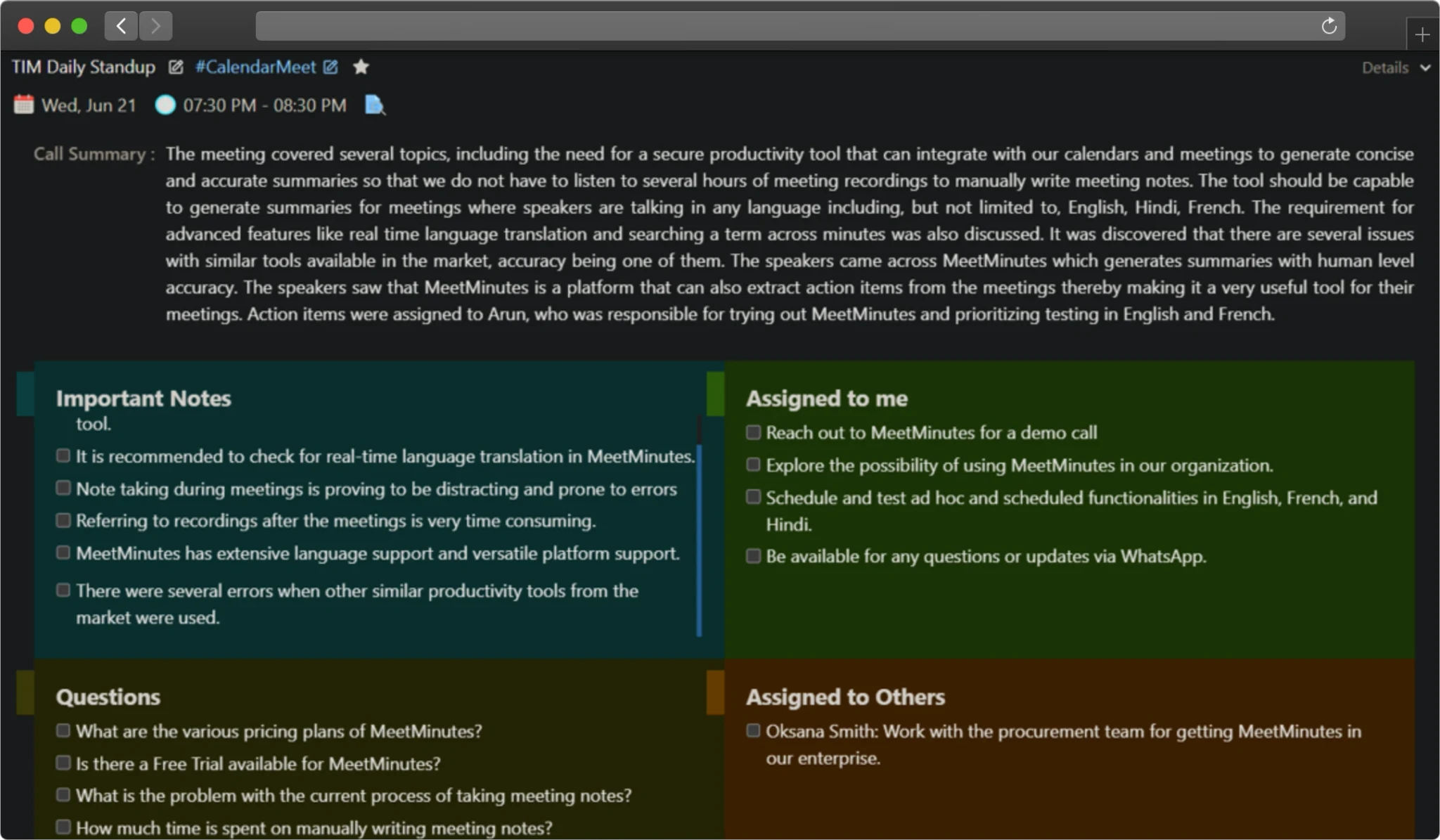 MeetMinutes Features Overview